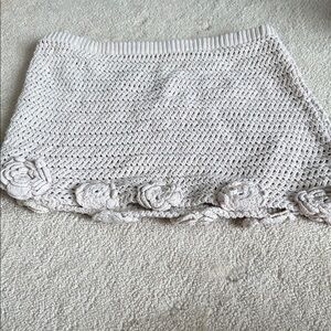 Free People Cream Crochet Mini Skirt